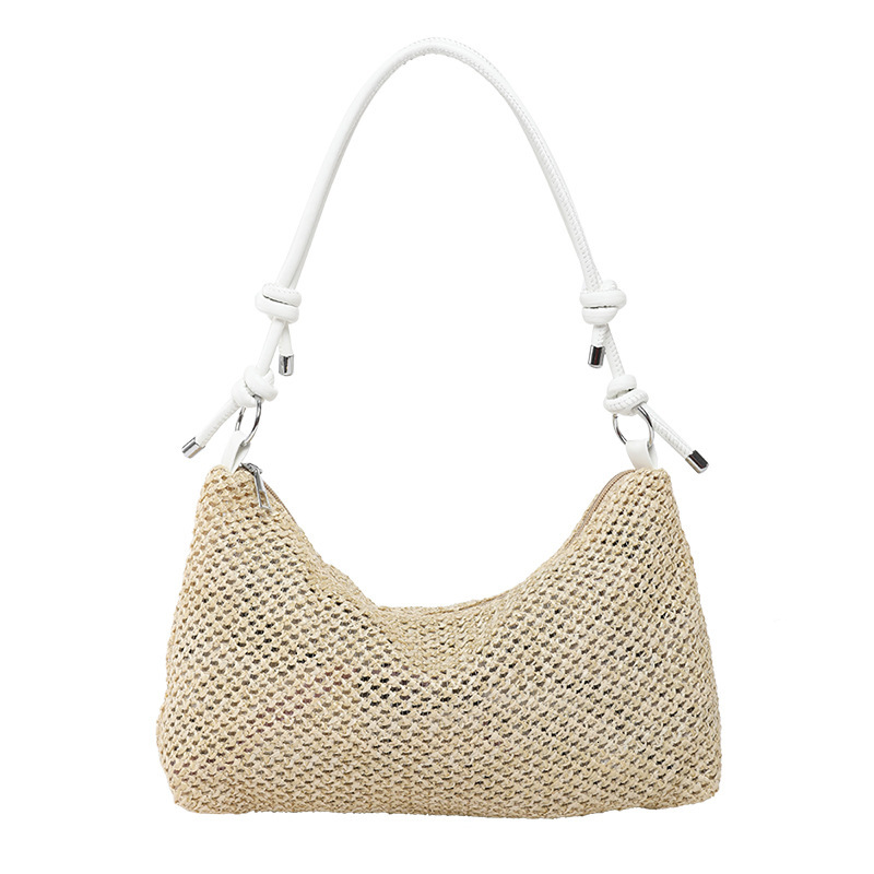 Free Shipping High Value Straw Woven Shoulder Bag for Women Casual Summer Beach Handbag with Colorful Straps