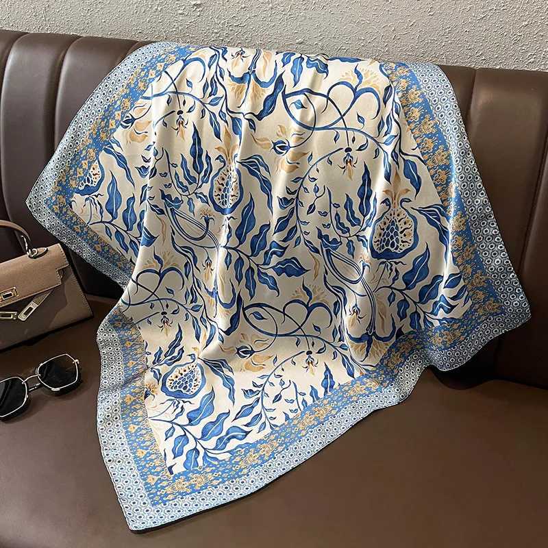 Luxury Brand Silk Square Plaid Scarf Women Satin Neck Hair Tie Band Soft work neckerchife 2021 NEW Hijab Head Female Foulard Z260330