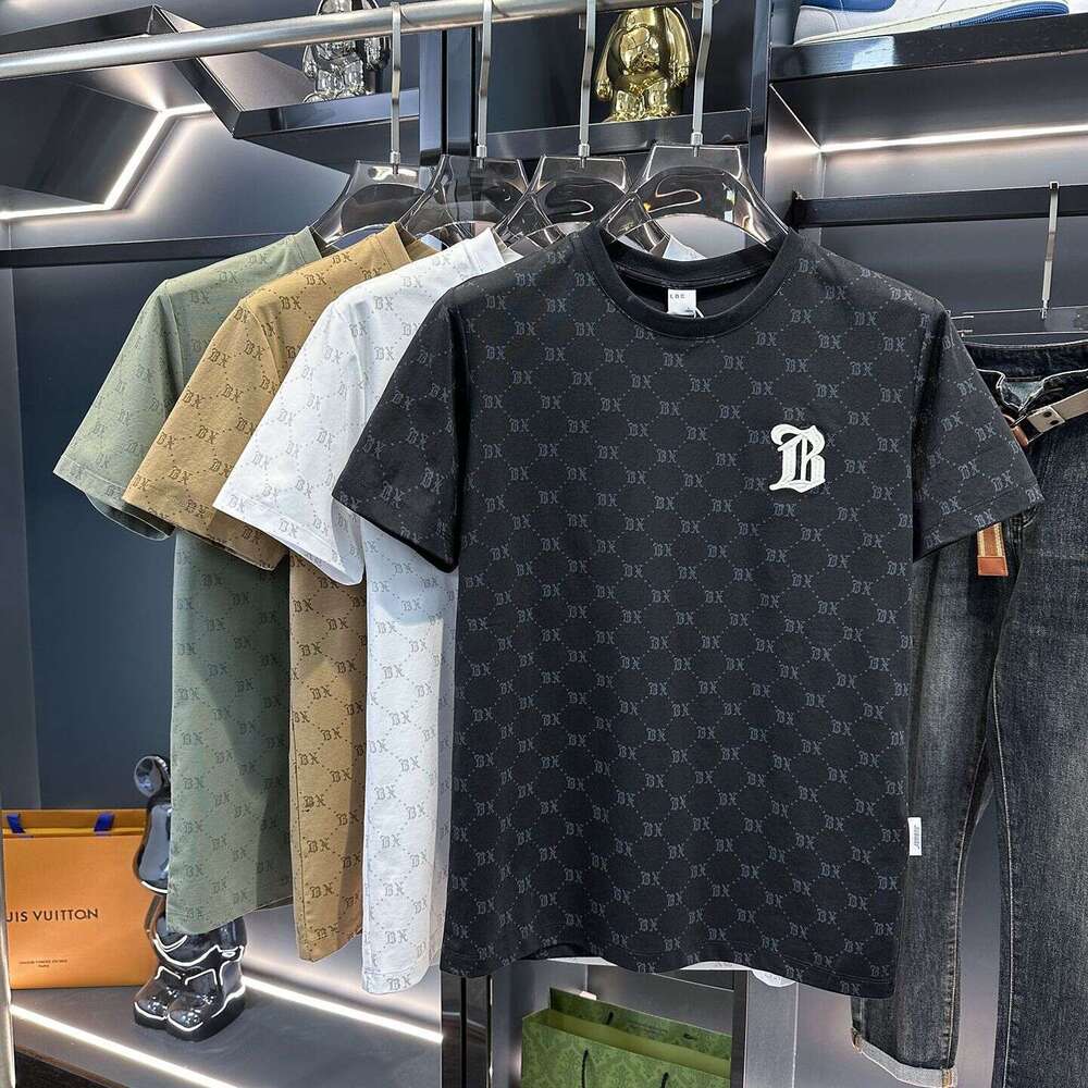 T Shirt Mens Designer Men Summer New European Style Embroidered Round Neck Short T Shirt For Men Trendy Brand Ice Silk Half Sleeve Casual Tee Shirt