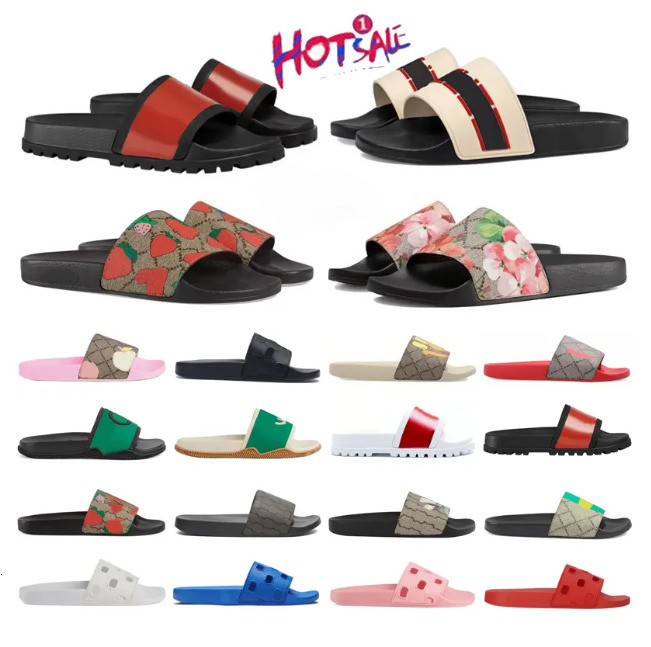 New sandals luxury designer mens womens slides Floral Flat Gear sole Luxury Sliders Summer Beach shoes pantoufles claquettes Rubber Slippers eu48-35