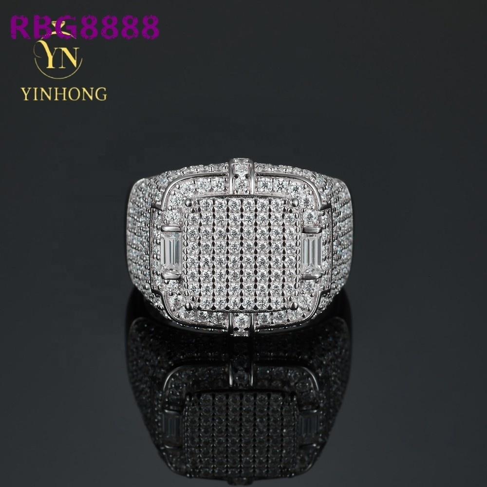 Hot Sale Multiple Choice Custom Hip Hop Men Ring Vvs Moissanite 925 Sterling Silver Rings Diamond Jewelry Ring for Men