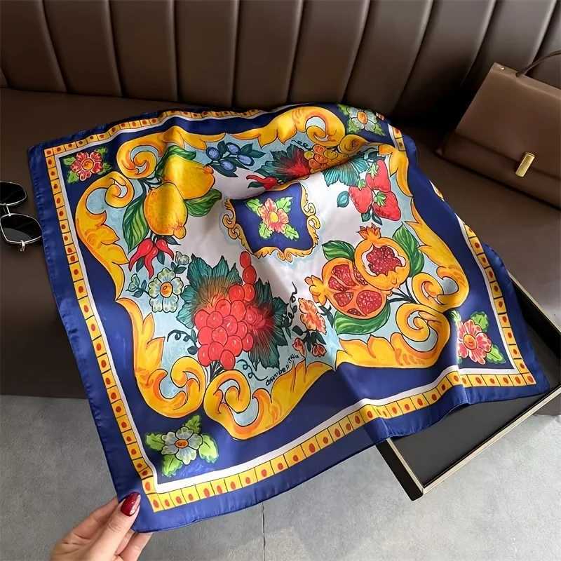 Fruit Print Faux Silk Scarf Wens Versatile scarf Neck Scarf for Holiday Beach Casual Outfits X260328