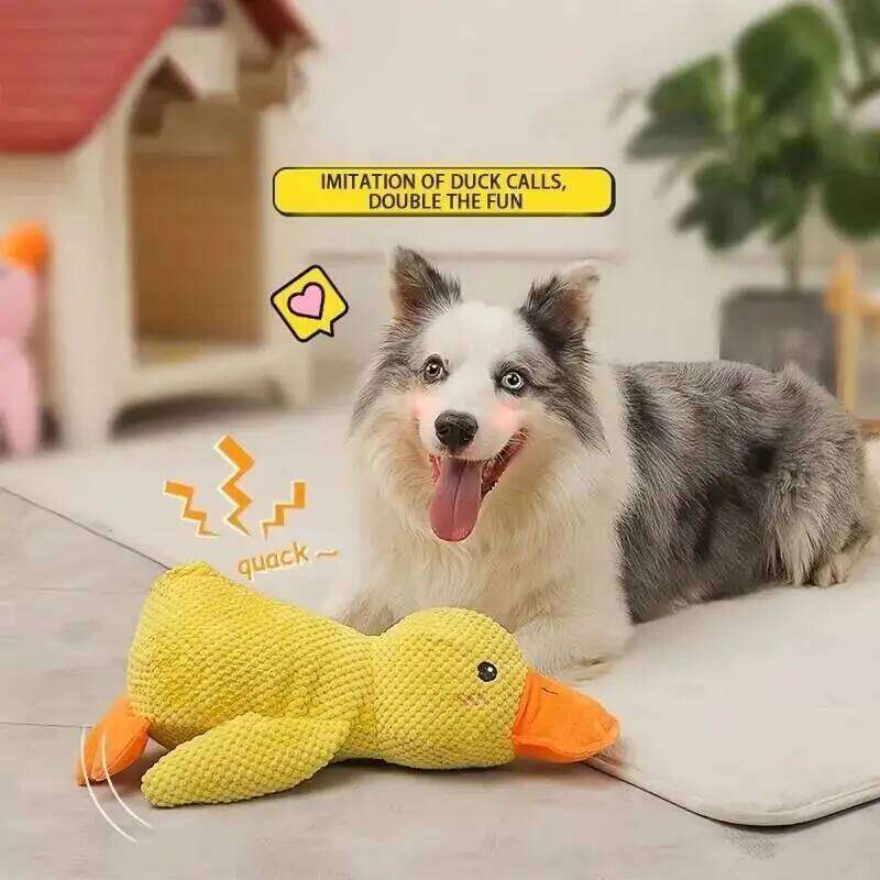 Plush Dog Calming Companion Sleeping Duck Toys Durable Squeaky for Puppy Teeth Cleaning Chew Pet Toy