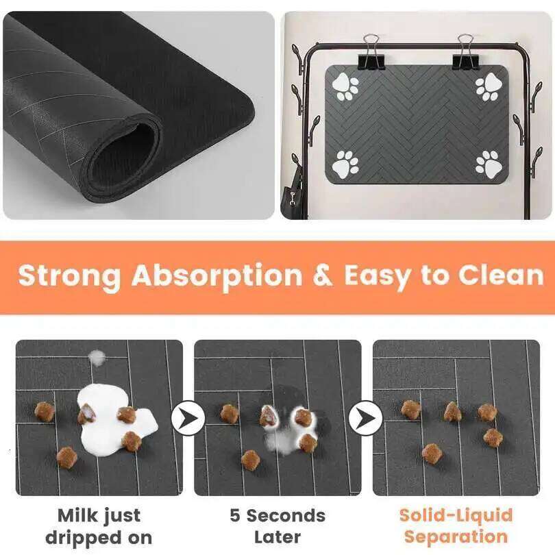 60X90CM Feeding Pet Placemat Food and Bowl with Waterproof Rubber Backing Quick Dry Water Mat for Dog Cat