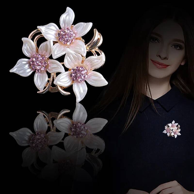 European and American high-end exquisite brooch camellia silk dual-purpose scarf buckle flower clothes accessories