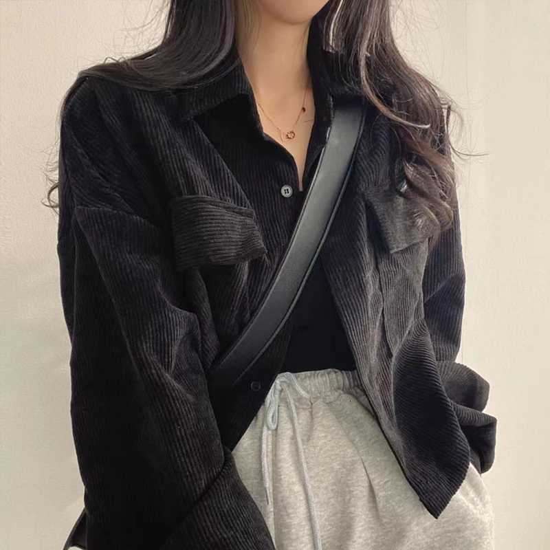 Autumn Retro Versatile Single Breasted Turndown Collar Long Sleeved Jacket for Women Coffee Casual with Pockets Loose CoatT260328