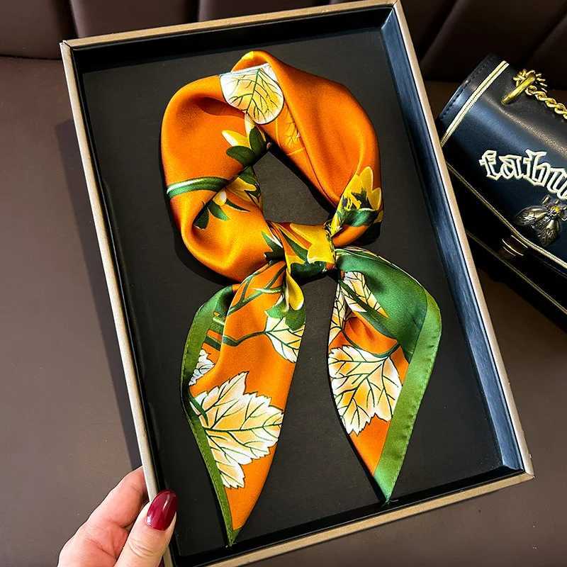 New Spring Fashion 70cm Silk Scarf Women Silk Feeling Shawl Satin Hijab Fashionable Wraps Hair Bands Ribbon Headband Bandann Z260330