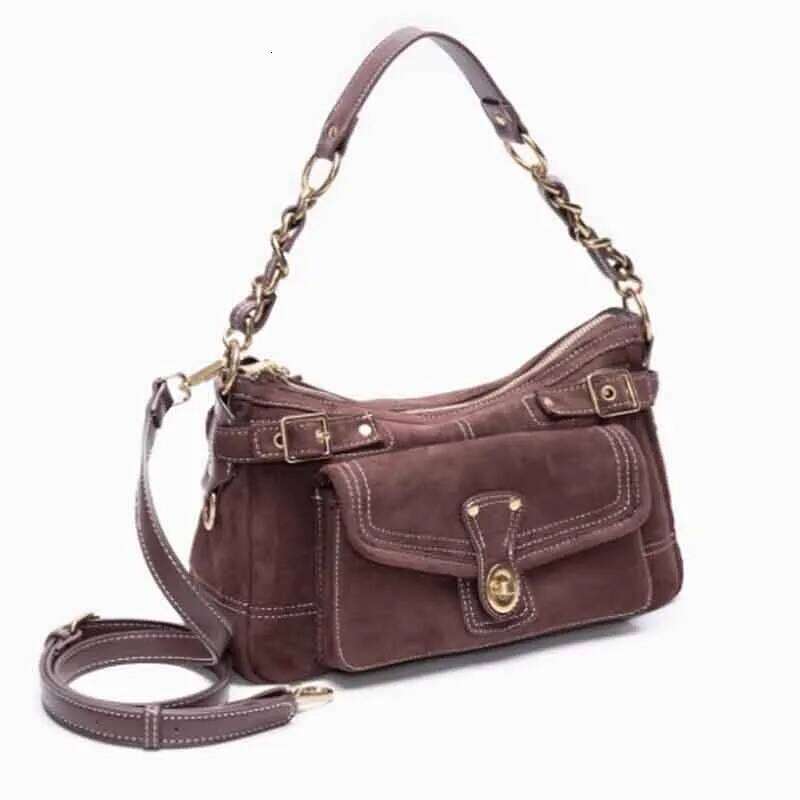 Vintage Suede Casual Commuter Pillow Single Shoulder Crossbody Bag Multi Pocket Large Capacity Women Handbag TIANOUDAISHU