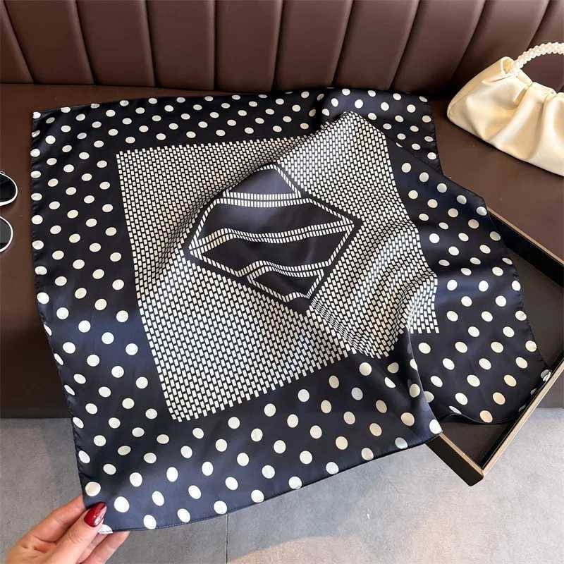 7070cm Womens Square Silk Scarf Soft Satin Polka Dot Wrap Foulard Lady Neckerchief Bandannas Hair Skinny Tie Hijab Shawls Z260330