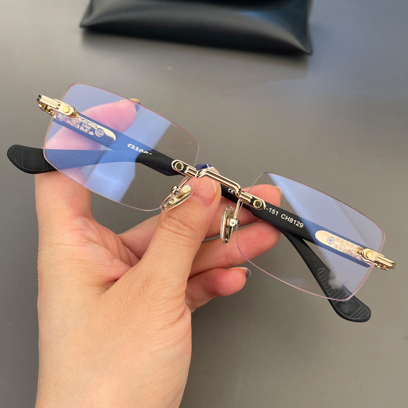 Luxury Brand Designer Sunglasses New Perforated Frameless Anti-Blue Light Glasses For Men And Women, Korean And Japanese Style, Same Design As Kloris,