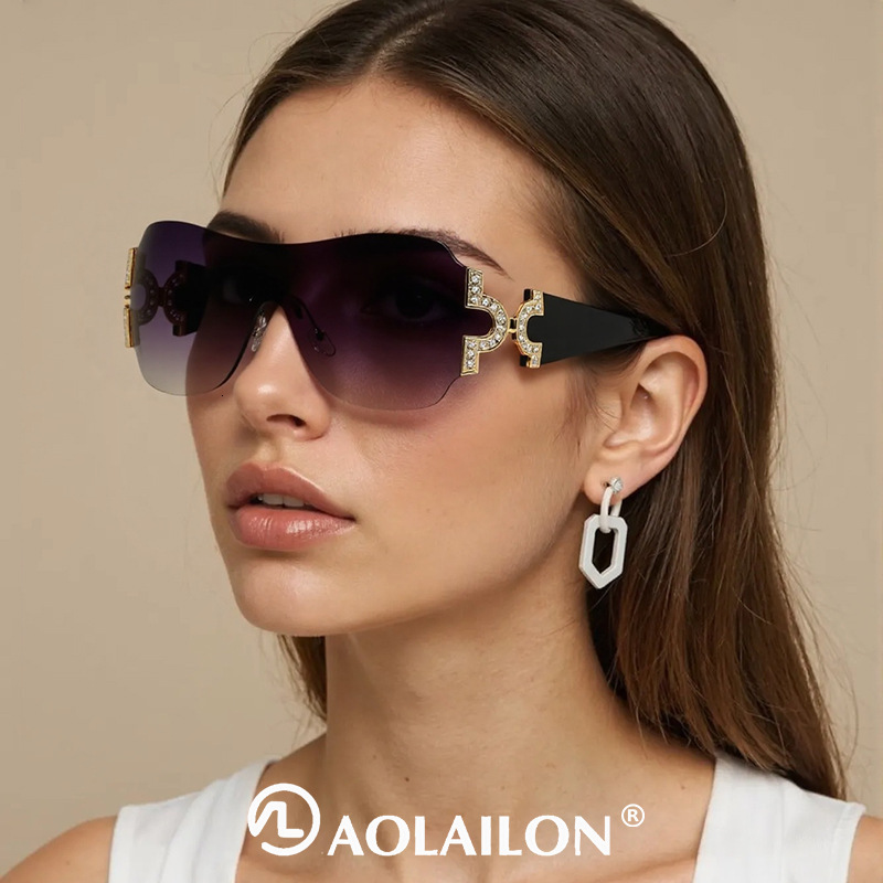 Luxury Brand Designer Sunglasses European And American Fashion New Frameless Women's Sunglasses Designer High-End Sunshade Sunglasses Street Styl