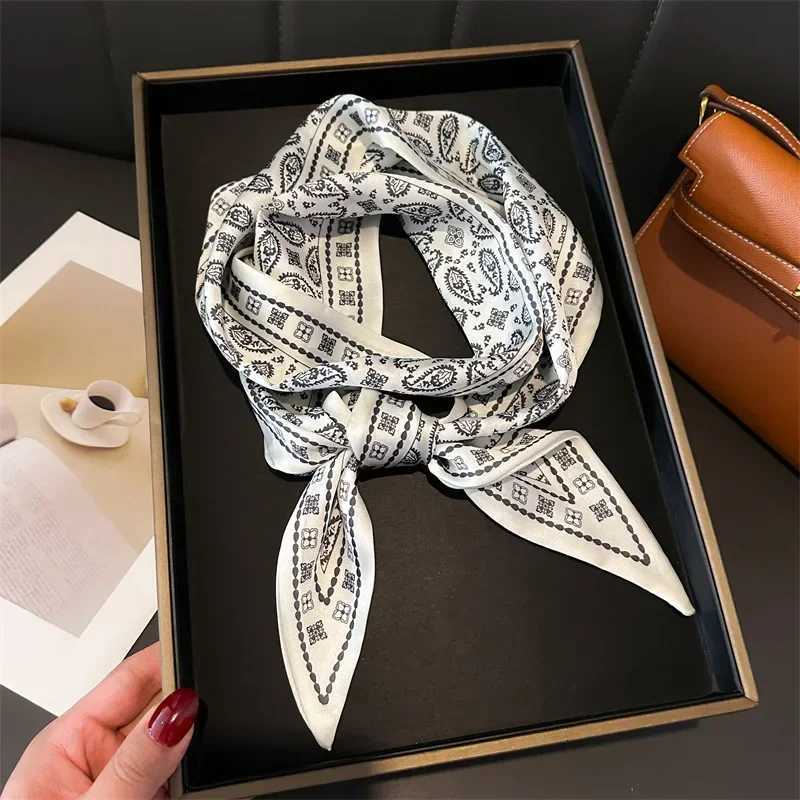 Women Silk Feeling Scarf Fashion Print Neckerchief Lady Hairbands Long Bag Handle Decoration Ties Foulard Head Band Z260330