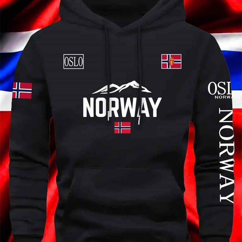 Norwegian Print -selling Men Women Hooded Sweatshirt Autumn Winter Daily Outdoor Vacation Fitness Casual Warm Sportswear 260327