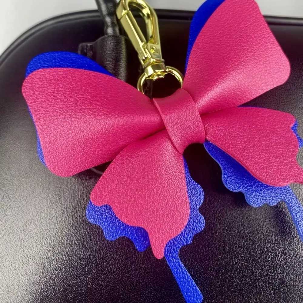 Elegant Leather Butterfly Charm for Bag PU Detachable Keyring Accessory Color-matching Creative Fashion 3D Z260330