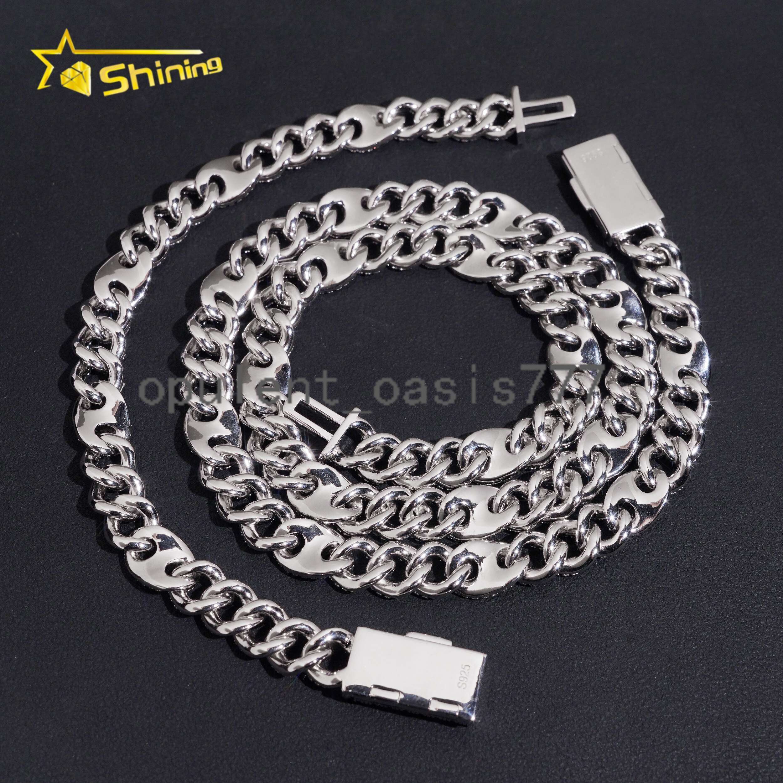 New Design Pig Nose 925 Sterling Silver Chain Hip Hop Jewelry Custom Iced Out Men VVS Moissanite Cuban Chain Link