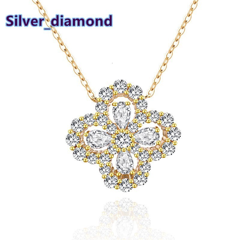 Luxury 925 Silver Necklace Women Fashion Moissanite Pendant for Gift