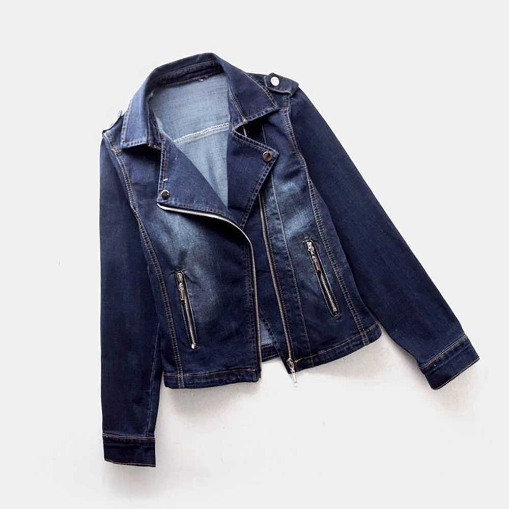 Spring and Autumn Trend New style Fashion Denim Jacket for Women Suit Collar Motorcycle Jacket coat Slim Fit Trendy TopT260328