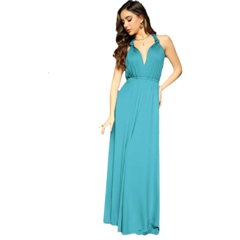 French Retro High-End Sense Niche Versatile Tie Strap Large Swing Backless Sexy Bridesmaid Long Dress for Women