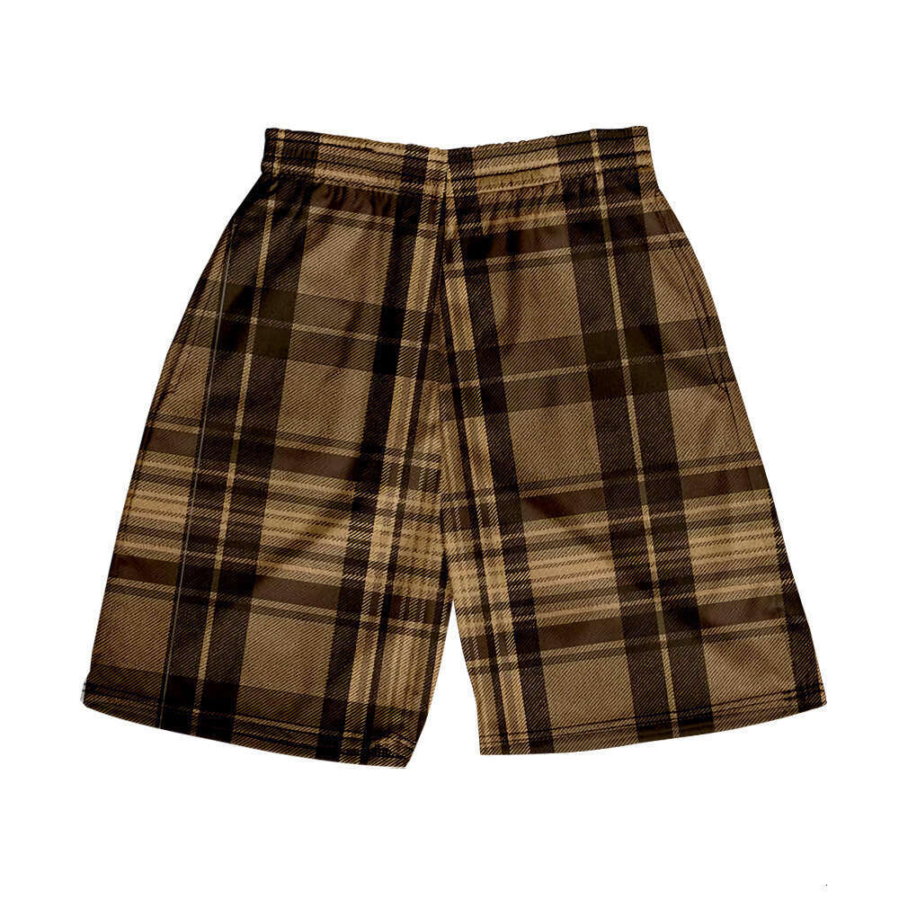 Spring Summer Men's Hawaiian Plaid European And American Style Casual Beach Shorts