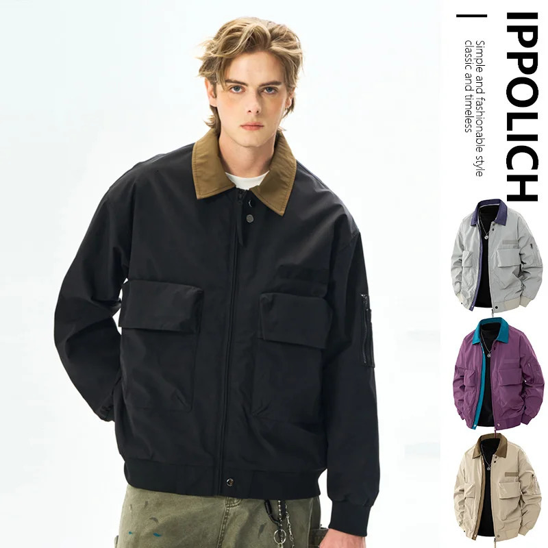 Mens Spring Casual Blazer Jacket Turn-Down Collar Stylish Versatile Office Wear Lightweight Coat Trendy Man Large Pocket Jacket 260327