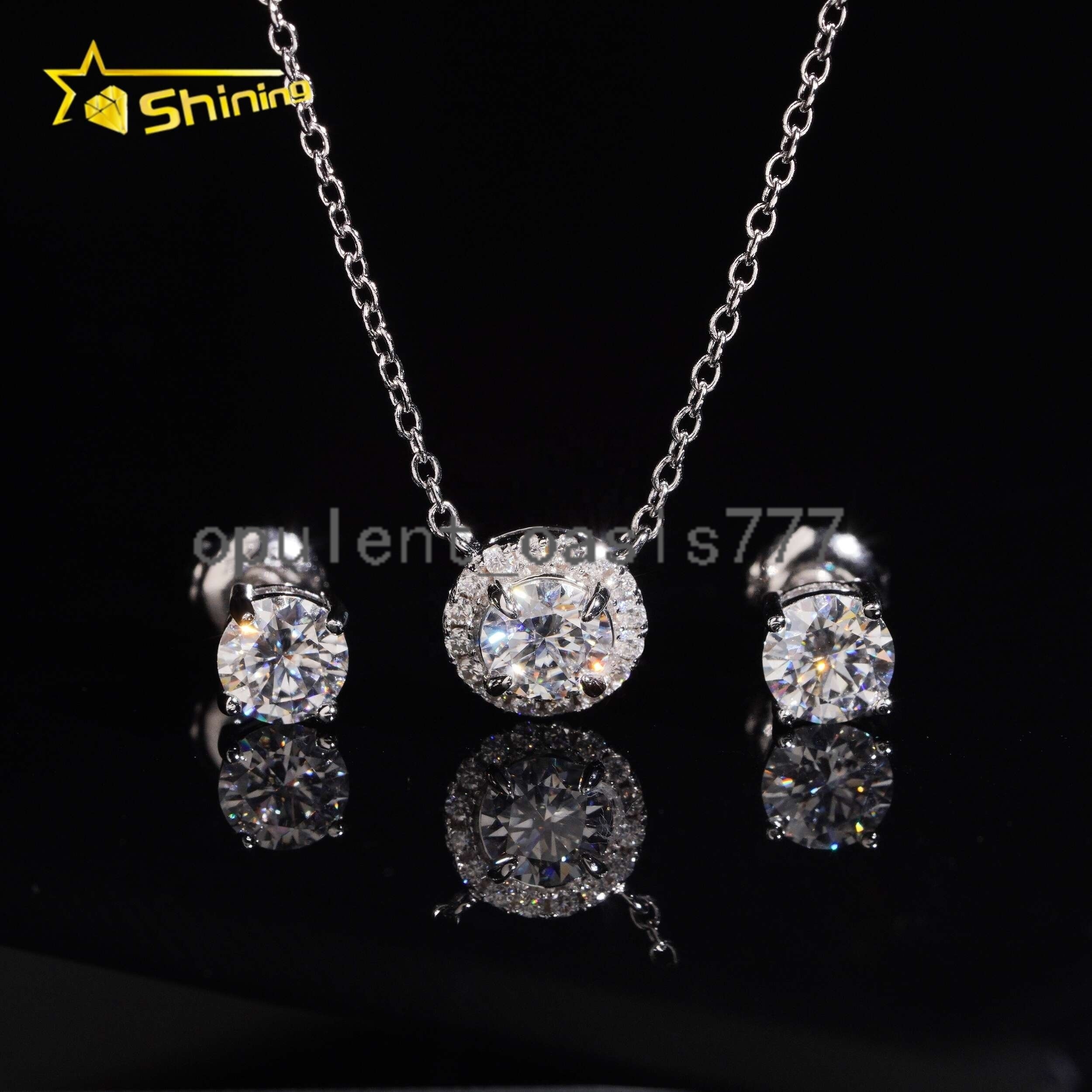 Local Stock Fast Shipping 925 Silver Valentines Gift Popular 50mm Moissanite Necklaces Earrings Set