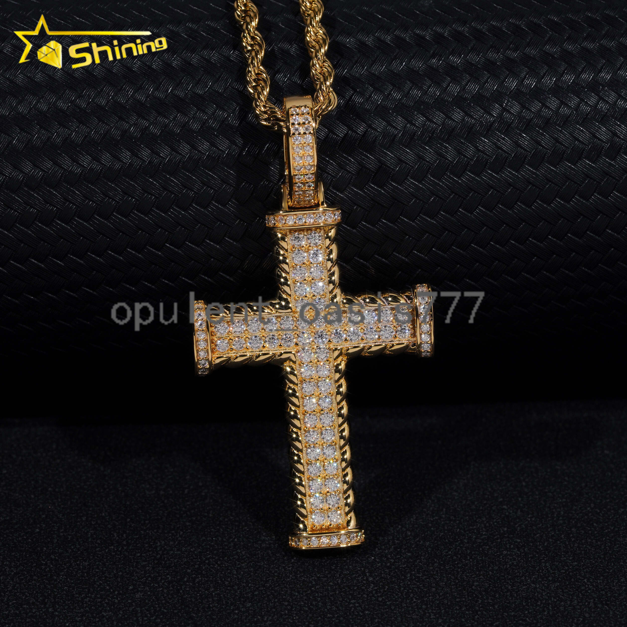 Wholesale Price GRA Certificate 925 Sterling Silver Gold Plated Hip Hop Moissanite Cross Pendant Men Fine Jewelry Charm Pendant