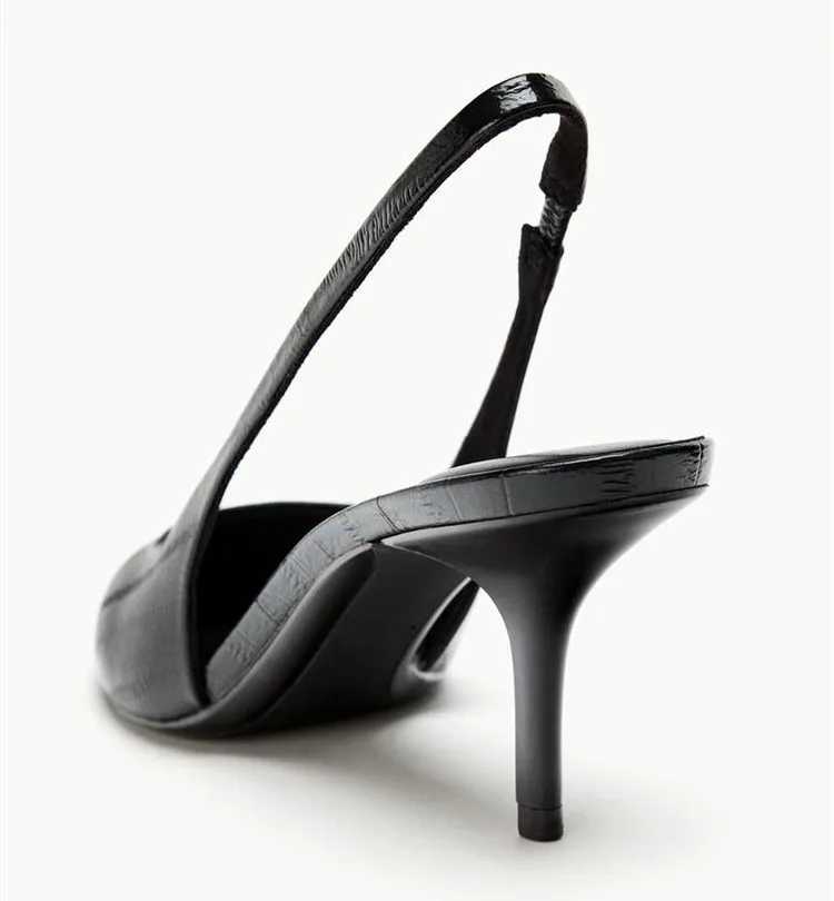 Textured Top Design Slingback Thin High Heels for Ladies Sexy Pointy Toe Back Strap Pumps Women Elegant Slingback Office Shoes Z260330