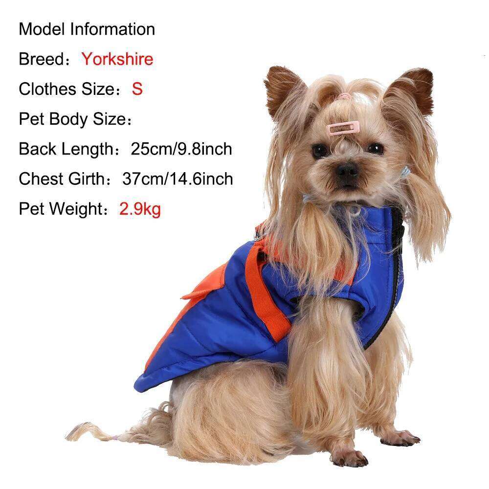 Pet Dog Clothes For Small Medium Dogs Cats Winter Warm Puppy Jacket with D-ring Waterproof Clothing Yorkshire Bulldog Pug Coat