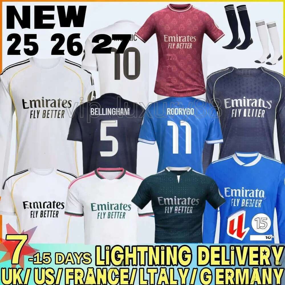 Reals Madrid 2026 Soccer Jerseys MBAPPE BELLINGHAM chandal VINI JR Children 25 26 27 Reals Football Shirt Top Valverde Endrick RODRYGO CAMAVINGA Camiseta Jersey Kid