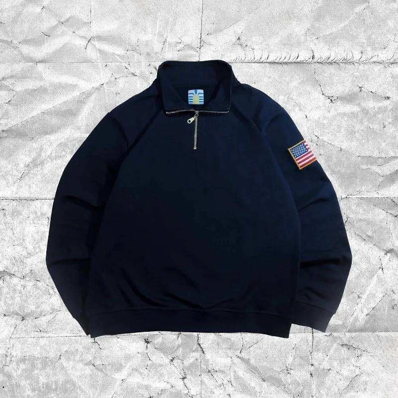 American Vintage Trendy Quarterzip Hoodie Jacket Embroidery Casual Shirts Loose Streetwear Y2k Oversized Coat Men Clothing