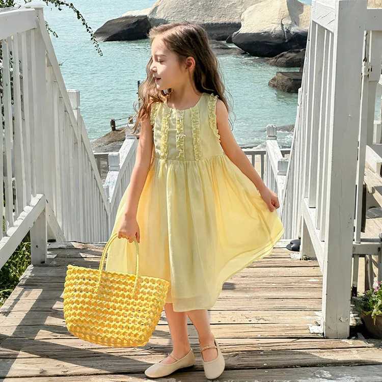 Girls 2025 summer new fresh literary Tencel dress holiday style little girl princess dress fahsion casual babyT260330