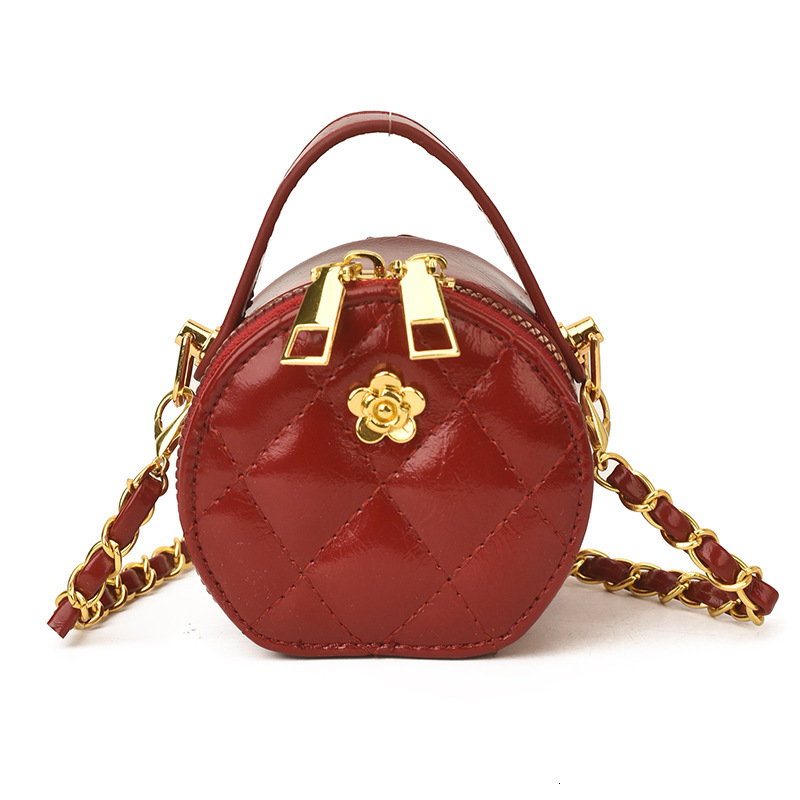 Free Shipping High Value Mini Quilted Round Crossbody Bag for Women Cute Small Handbag with Chain Strap Flower Decor