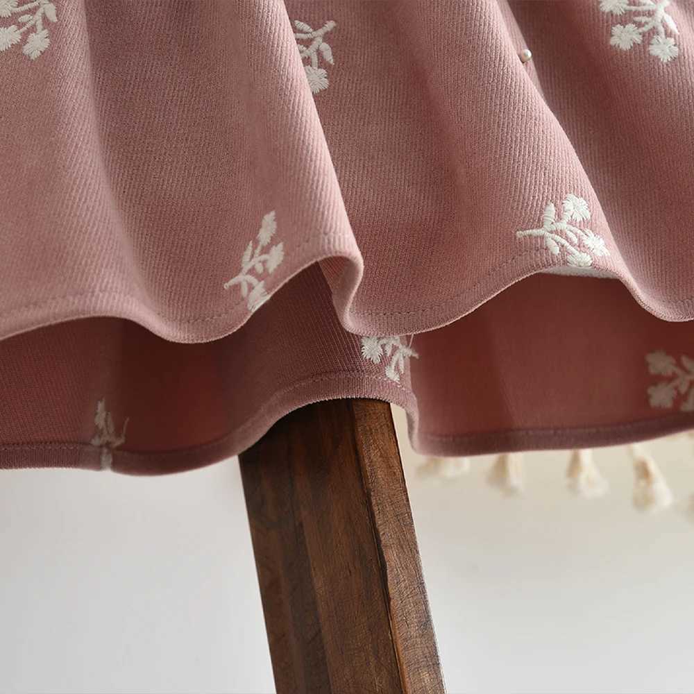 Sweet and Lovely Pink Baby Girl Doll Collar Long Sleeved Floral Princess Dress Korean Version Autumn NewT260330