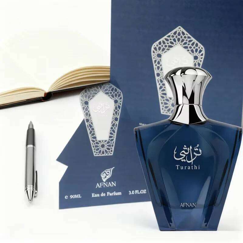 Afnan Turathi Blue Eau de Parfum Spray for Men, 3.0 Oz/90ml, Luxury Leather Citrus Scent, Refreshing & Long-Lasting 26Y0330