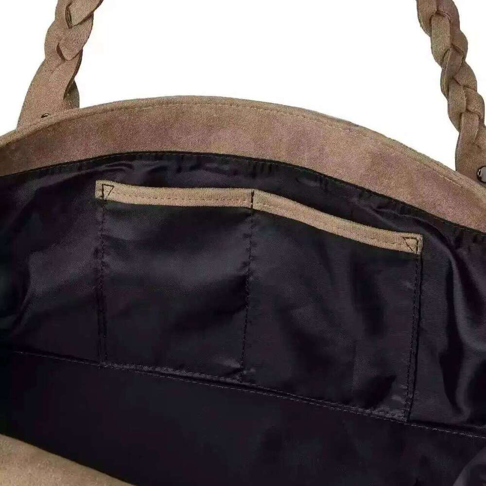 Twisted Strap Shoulder Brushed Suede Tote With Magnetic Clasp Underarm Carry Bag Large Capacity XIU LAI SI