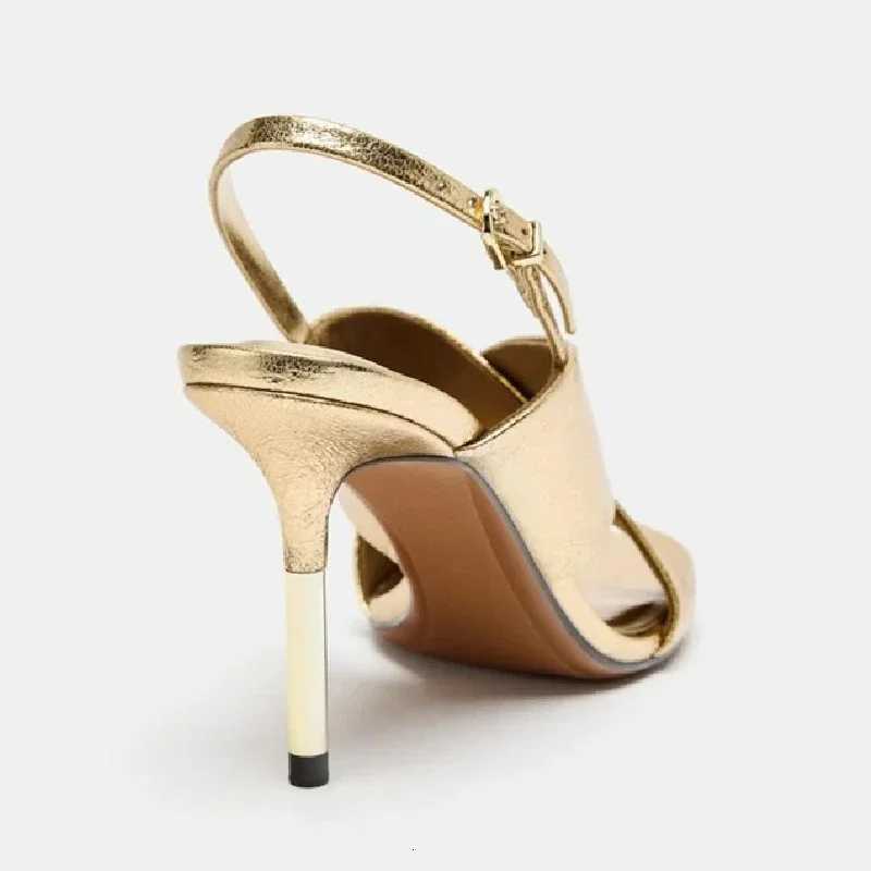 Luxury Gold Cross Strap High Heel Sandals Women Open Toe Slingback Elegant Wedding Party Dress Shoes Ladies Banquet Heels Z260330