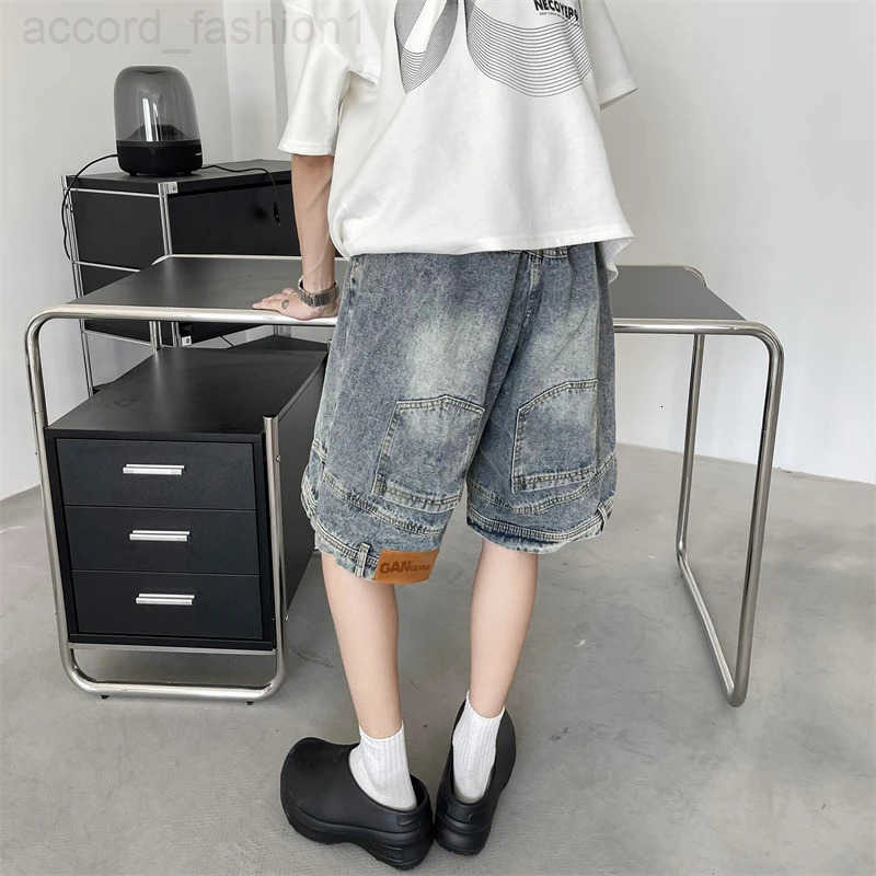 2025 Mens Summer Fashion Retro Solid Color Denim Shorts Men Loose Wide-leg Short Pants Male High Waist Casual Shorts D491 H260330