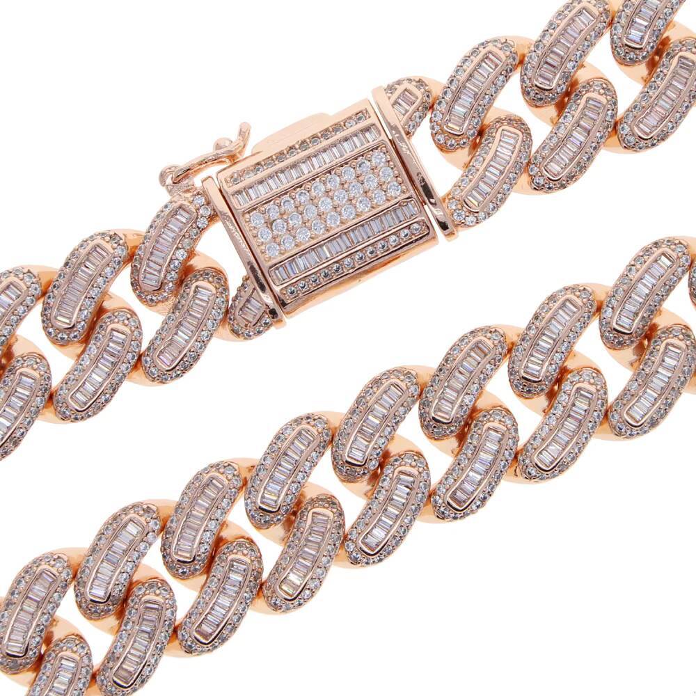 Iced Out Bling Punk Hip Hop 18mm Width Men Boy Jewelry Micro Pave Cz Double Row Chunky Cuban Link Chain Bracelet