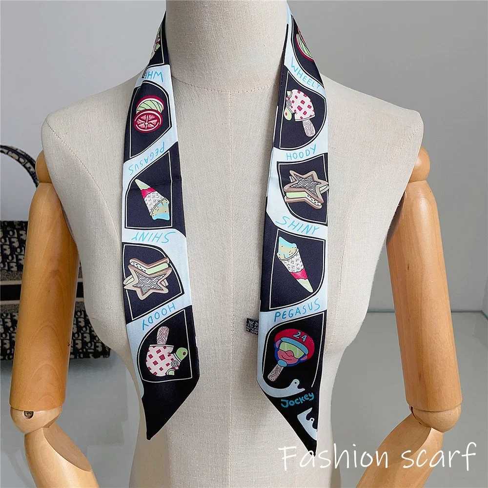 Four Seasons Fashion Versatile New Van Gogh Classic Oil Painting Series Ladies Decoration Twill Long Strip Silk Scarf Tie Ribbon X260328