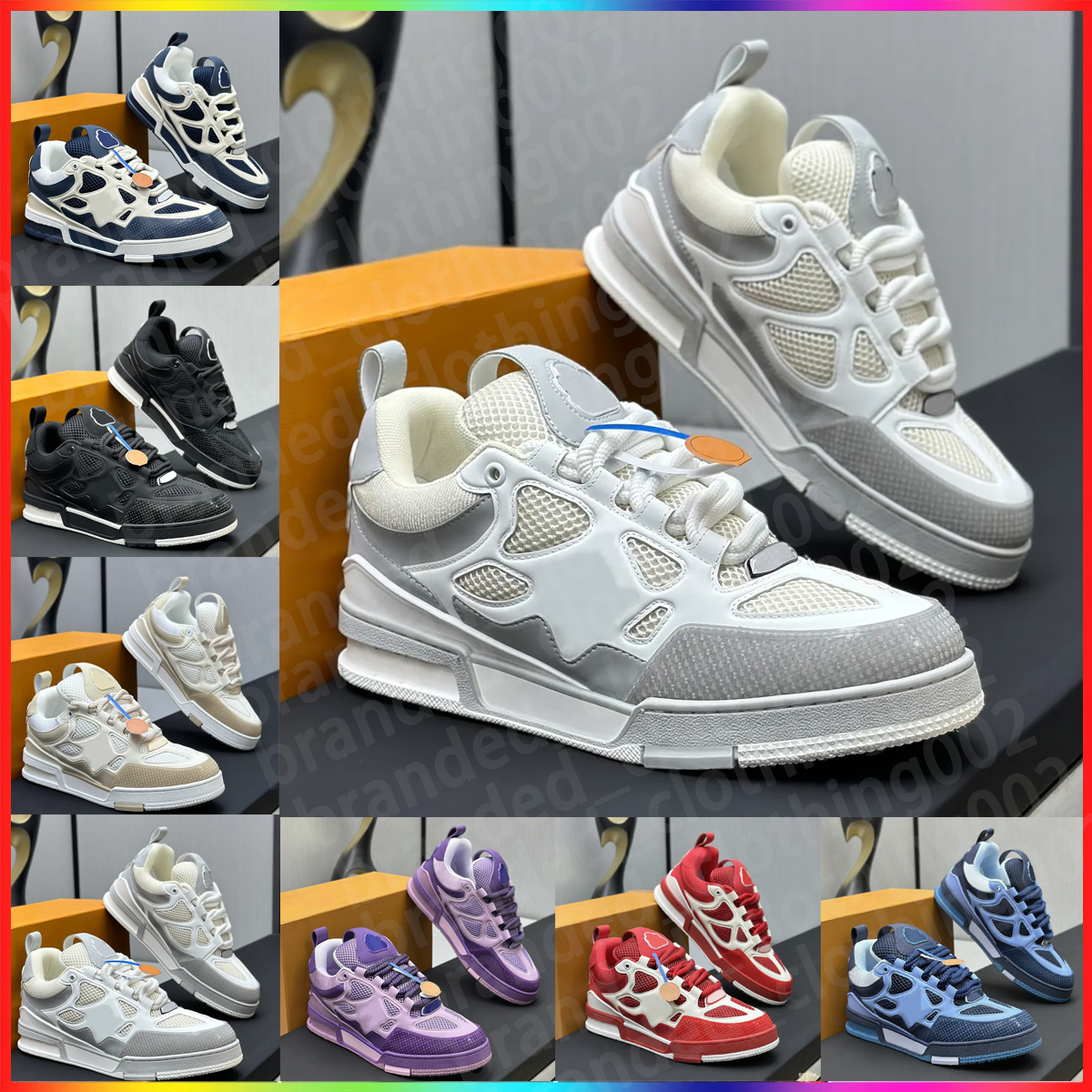 Fashion All-Match Skate Sneakers Unisex Luxury Pattern Leather Platform Shoes Comfort Casual Outdoor Walking Trainers Breathable Non Slip Streetwear Style