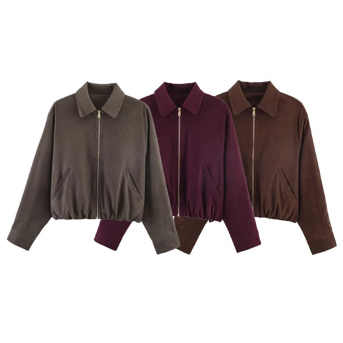 Women Short Jacket 2026 Spring Autumn Suede Fashion Trend Coat Casual New Female Zipper Streetwear Outwear JacketsT260328