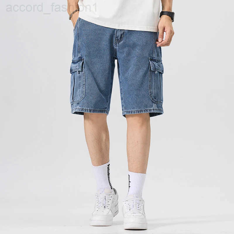 Mens Summer Cool Fashion Denim Jeans Six Pocket Design Regular Fit No Stretch Light Blue Trendy Casual Pants H260330