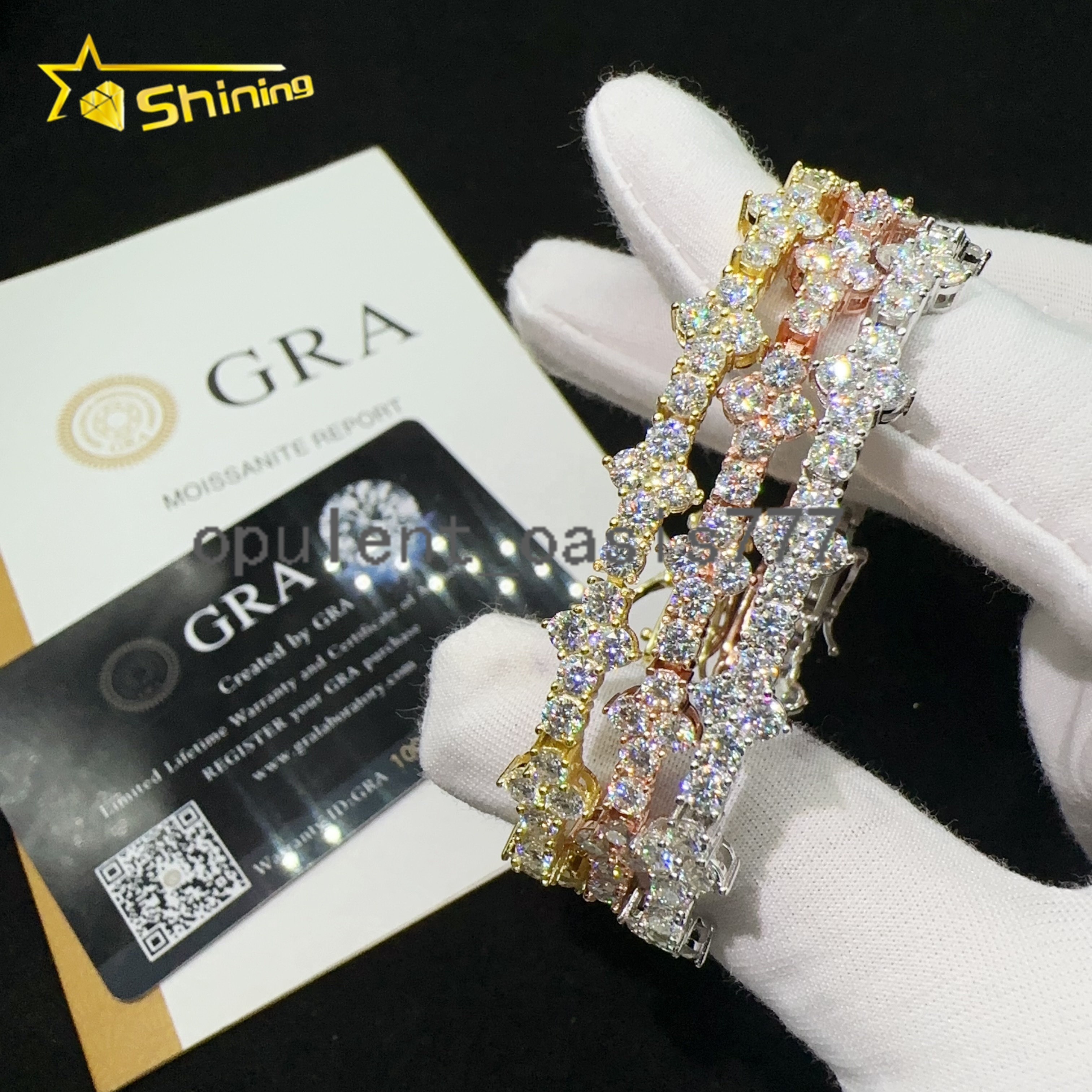 3mm Cross Bracelet Silver 925 Vvs Moissanite Hip Hop Iced Out Lab Diamond Fine Jewelry Tennis Chain Bracelet