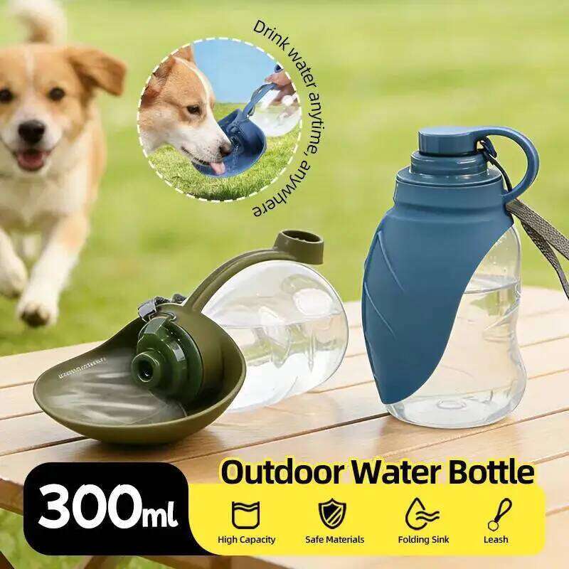 300ML Mini Collapsible Silicone Pet Water Bottle Portable Foldable Bowl Outdoor Travel Drinking Cup for Dogs Cats Hiking Walking