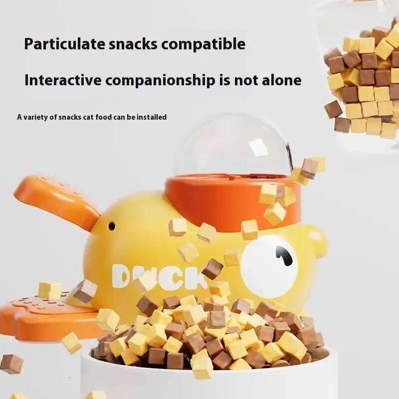 2 in 1 Cat Interactive Toys Automatic Puzzle Food Treat Dispenser Duck Design Anti-slip Pet Feeder for Dog Training