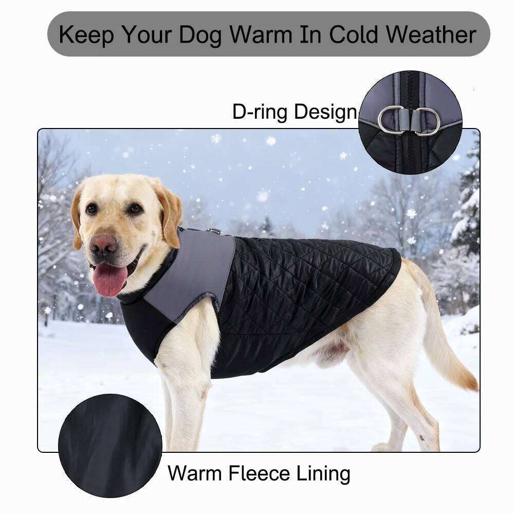 Windproof Pet Dog Clothes For Small Big Dogs Cats Winter Warm Vest Jacket Reflective Puppy Coat Bulldog Labrador Outfits