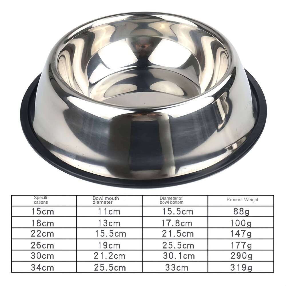 Stainless Steel Pet Feeding Cat and Dog Drinking Metal Feeder Bowl Durable Easy To Clean 26W0330
