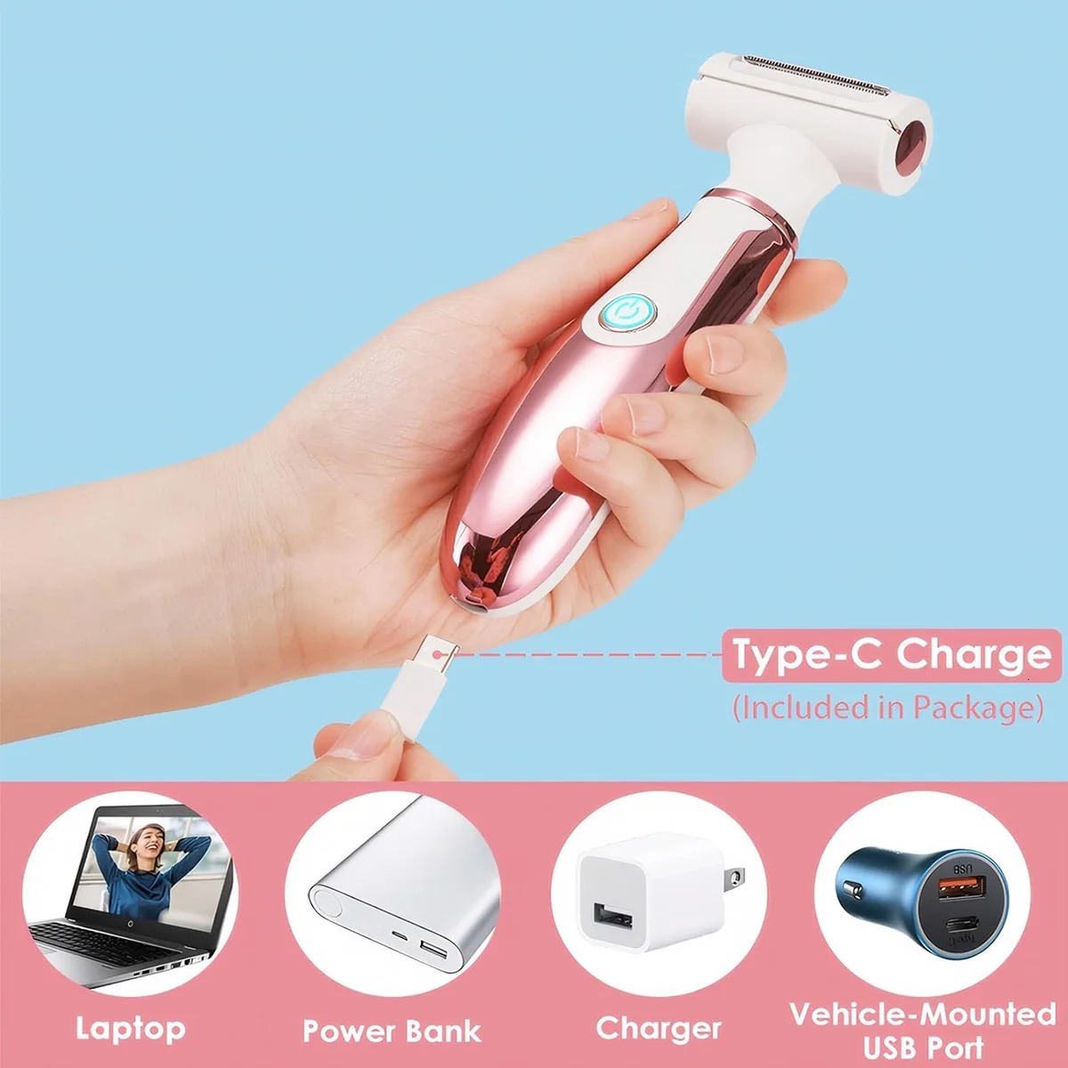 Electric Women Shaver Portable Lady Razor Rechargeable Trimmer Face Arm Body Leg Groin Hair Groomer 260317