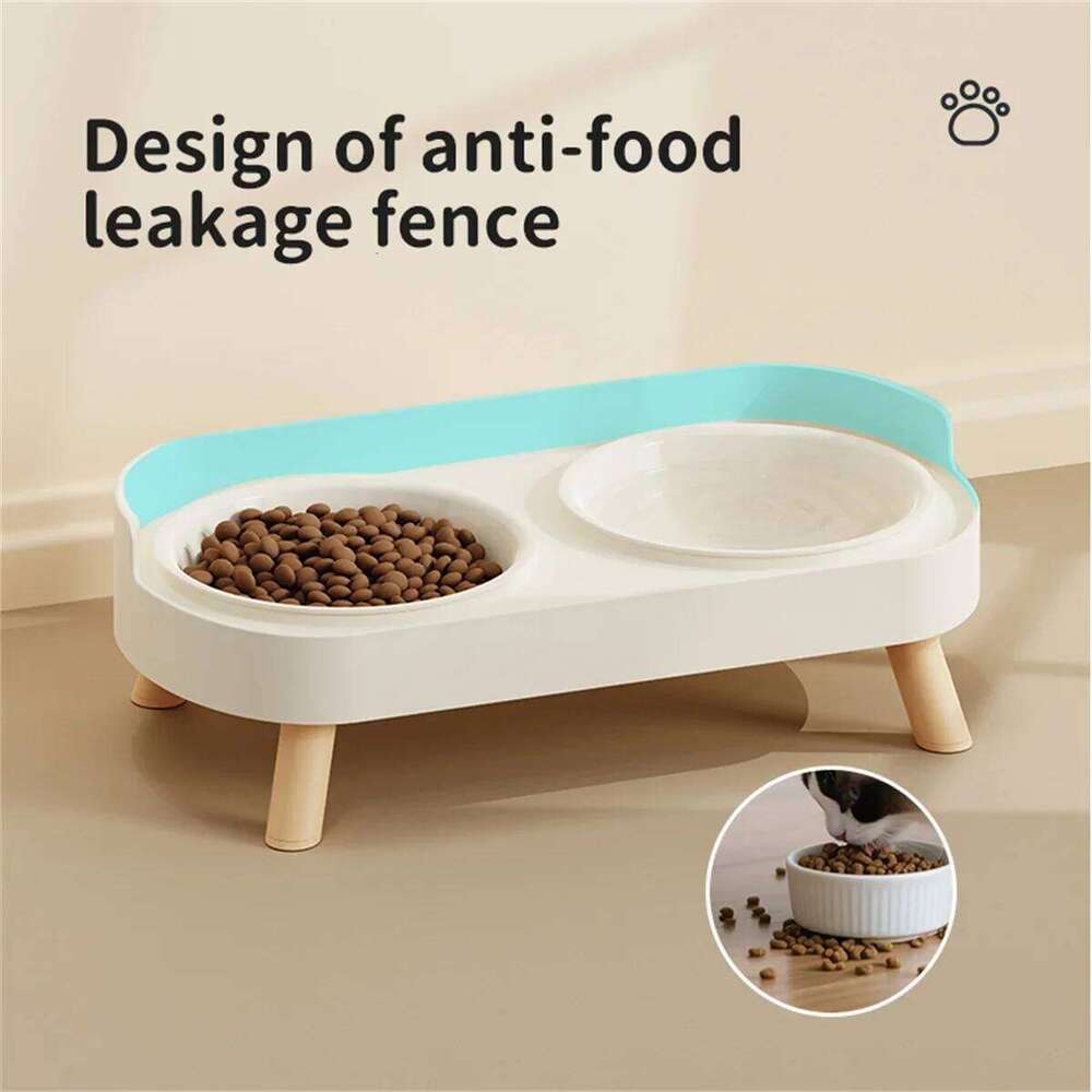A Colorful Dopamine Pet Fashion Feeding Large Capacity Stainless Steel Dog Drinking Water Neck Cat Double Bowl 26W0330
