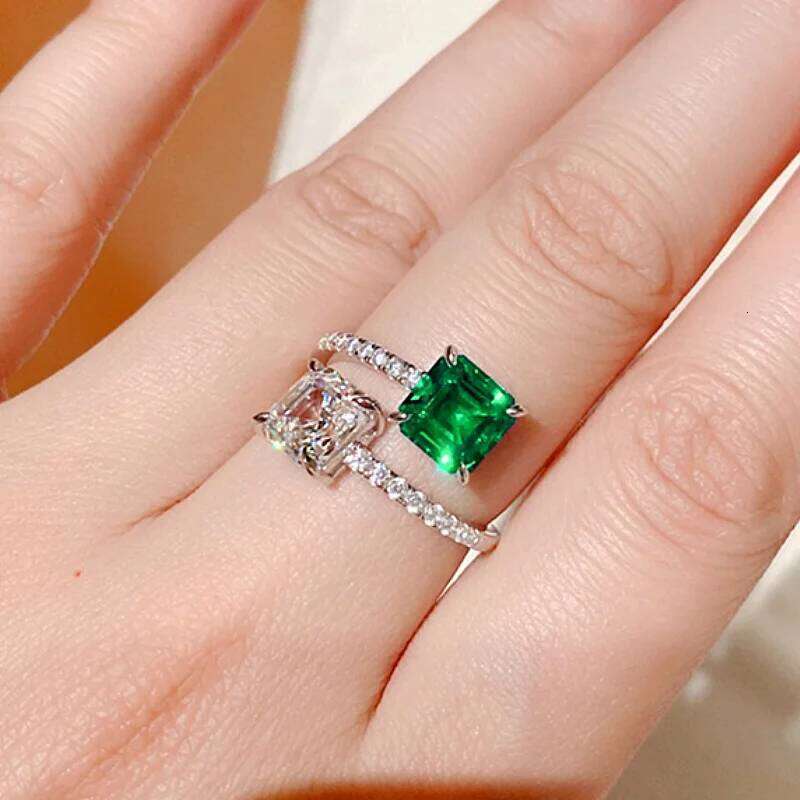 Ring Style Adjustable Ring With Bright Princess Square CZ Female Engagement Party Accessories Fashion Weddings Design Jewelry Gift Visionice